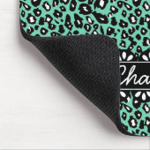 Fashionable Mint Leopard Print and Lace Muismat (Hoek)