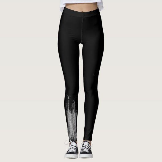 Fashionable Monochrome Urban Graffiti Smear Leggings (Voorkant)