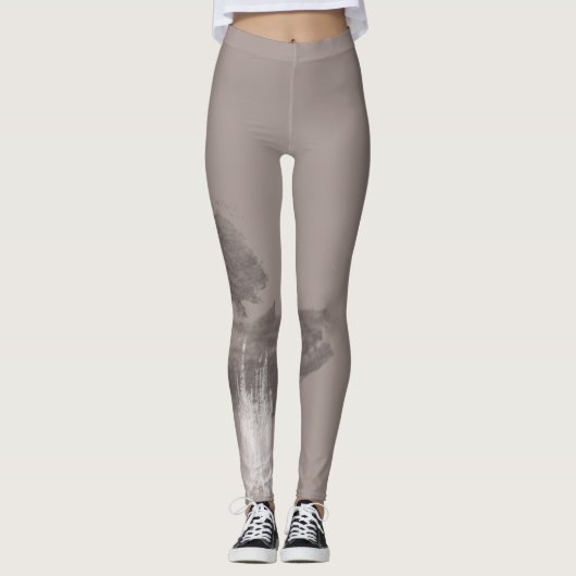 Fashionable Monochrome Urban Graffiti Smear Leggings (Voorkant)
