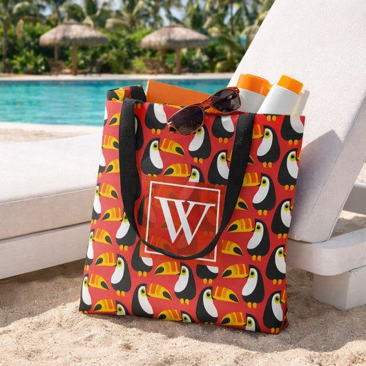 Fashionable Monogram Toucan Tote Bag