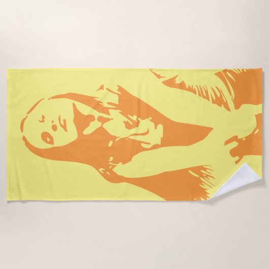 Fashionable Oranje Danser Girl Silhouette Strandlaken (Voorkant)