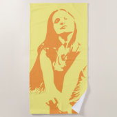 Fashionable Oranje Danser Girl Silhouette Strandlaken (Voorkant)