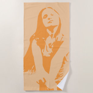 Fashionable Oranje Danser Girl Silhouette Strandlaken