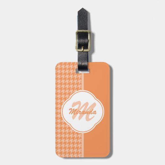 Fashionable Oranje Sound Bar Monogram en Naam Bagagelabel (Voorkant verticaal)