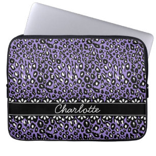 Fashionable Paarse luipaard afdrukken en kant Laptop Sleeve