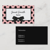 Fashionable Pink and Black Polka Dot Visitekaartje (Voorkant / Achterkant)