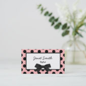 Fashionable Pink and Black Polka Dot Visitekaartje (Staand voorkant)