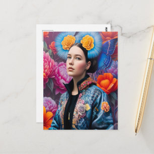 Fashionable prinses in een jas briefkaart