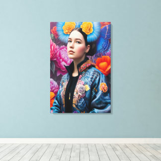 Fashionable prinses in een jas canvas afdruk