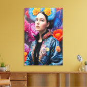 Fashionable prinses in een jas canvas afdruk (Insitu (Woonkamer))