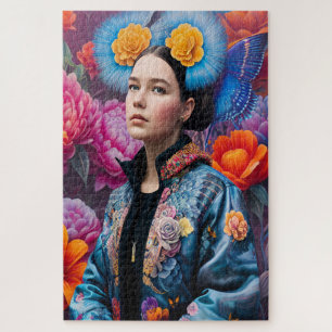 Fashionable prinses in een jas legpuzzel