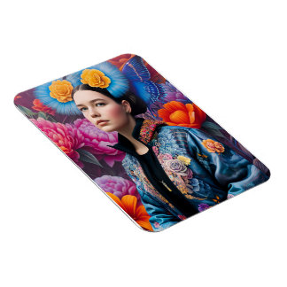 Fashionable prinses in een jas magneet