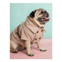 Fashionable Pug Dog Wearing Vintage 1940s Style