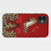 Fashionable Red & Jaguar Print iPhone 5 Hoesje (Achterkant (horizontaal))