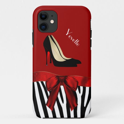 Fashionable Red & Zebra Print iPhone 5 Hoesje (Achterkant)