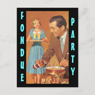 Fashionable Retro Fondue Party Thema Uitnodigingen