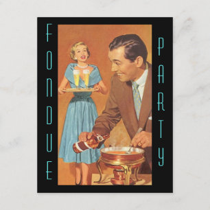 Fashionable Retro Fondue Party Thema Uitnodigingen