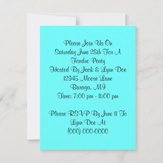 Fashionable Retro Fondue Party Thema Uitnodigingen (Achterkant)