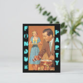 Fashionable Retro Fondue Party Thema Uitnodigingen (Staand voorkant)