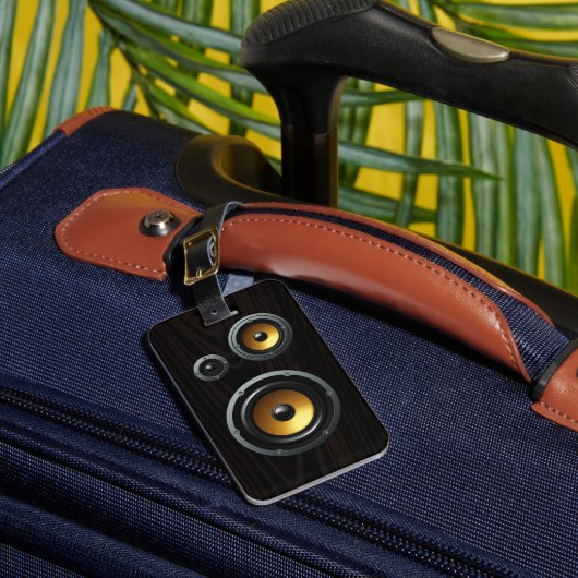 Fashionable Retro Wood Grain Speaker Trio Bagagelabel (Voorkant Insitu 1)