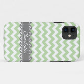 Fashionable Sage Chevron en Gray Lace Case-Mate iPhone Case (Achterkant (horizontaal))