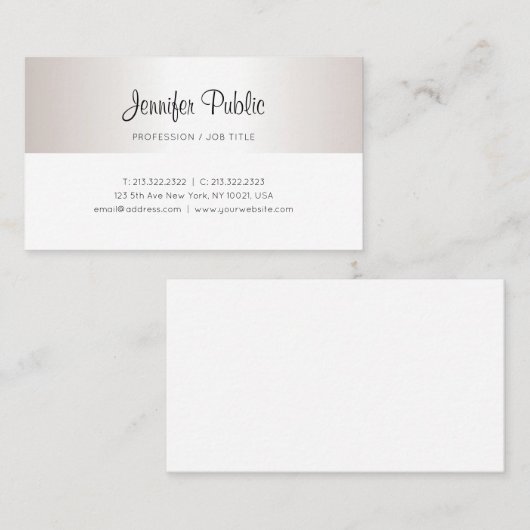 Fashionable Script Modern Faux Silver Calligraphy Visitekaartje (Voorkant / Achterkant)