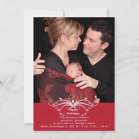 Fashionable Scroll - Foto Holiday Card Feestdagenkaart (Voorkant)