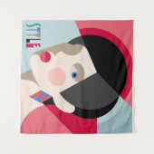 Fashionable, stijlvolle vrouw. Modernist stijlvrou Wandkleed (Voorkant (horizontaal))