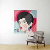 Fashionable, stijlvolle vrouw. Modernist stijlvrou Wandkleed (In situ)