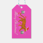 Fashionable tijger met rode lippen en pet cadeau l cadeaulabel (Voorkant)