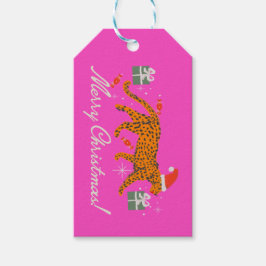Fashionable tijger met rode lippen en pet cadeau l cadeaulabel
