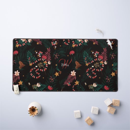 Fashionable & Unique Red Snake Mix Floral Black Bureaumat (Kindertafel)