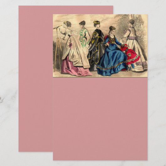 Fashionable Victoriaans dames Stationery Briefpapier (Voorkant / Achterkant)