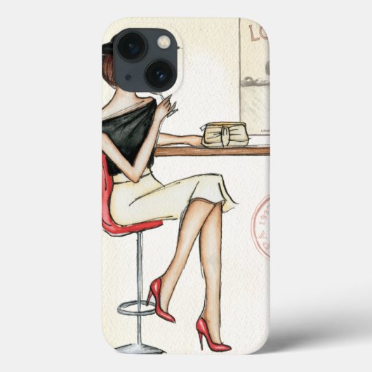 Fashionable Woman Drink wijn Case-Mate iPhone Case (Achterkant)