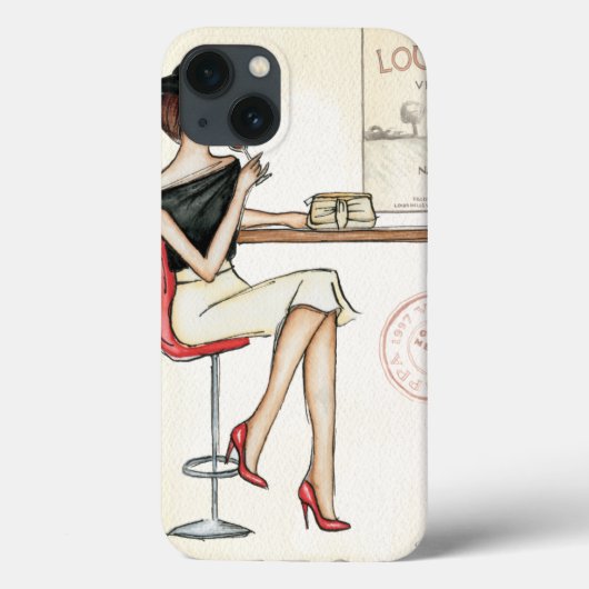 Fashionable Woman Drink wijn Case-Mate iPhone Case (Achterkant)
