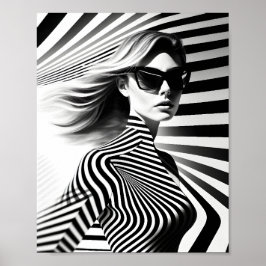 Fashionable Woman optische Verlichting zwart-wit Poster