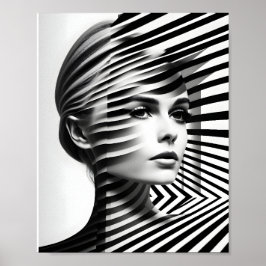 Fashionable Woman optische Verlichting zwart-wit Poster