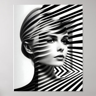 Fashionable Woman optische Verlichting zwart-wit Poster