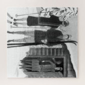 Fashionable Women on Ski Trip BW Jigzaag Puzz uit  Legpuzzel (Horizontaal)