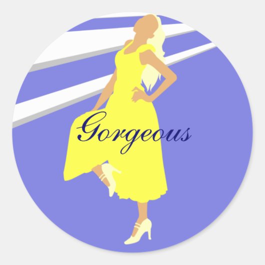 Fashiongirl in goud ronde sticker (Voorkant)