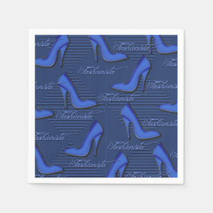 Fashionista Blue Shoes Pattern Napkins Servetten