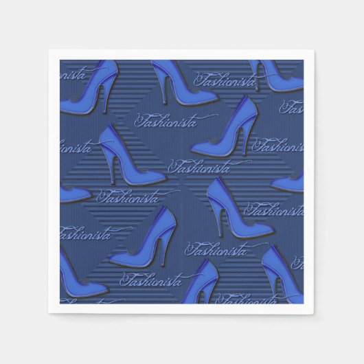 Fashionista Blue Shoes Pattern Napkins Servetten (Voorkant)