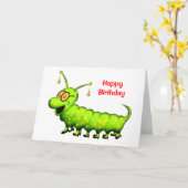 Fashionista Caterpillar Verjaardag Kaart (Gele Bloem)