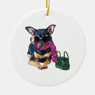 Fashionista Chihuahua Keramisch Ornament