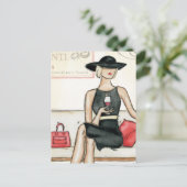 Fashionista Drink wijn Briefkaart (Staand voorkant)