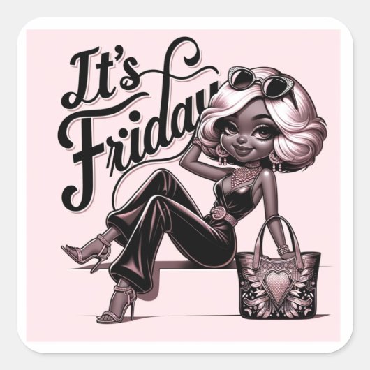Fashionista Friday Vibes Sticker (Voorkant)