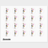 Fashionista Giraffe Sticker: Stijlvolle Animal Dec Ronde Sticker (Vel)