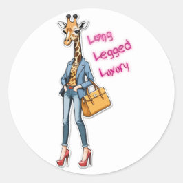 Fashionista Giraffe Sticker: Stijlvolle Animal Dec Ronde Sticker