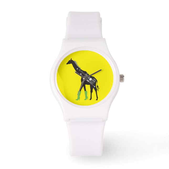 Fashionista Giraffe White Sporty Watch Horloge (Voorkant)