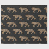 Fashionista Gold Black Glitter Tiger Pattern Cadeaupapier (Vlak)